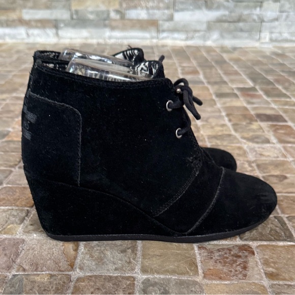 Toms Shoes - Tom’s Black Suede Wedge Ankle Boots